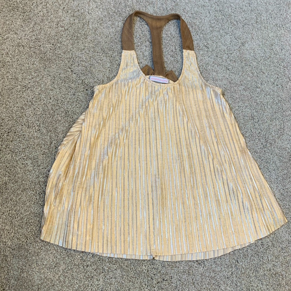 Weavers Shimmer Beige Bow Tank Top Blouse Women’s SMALL